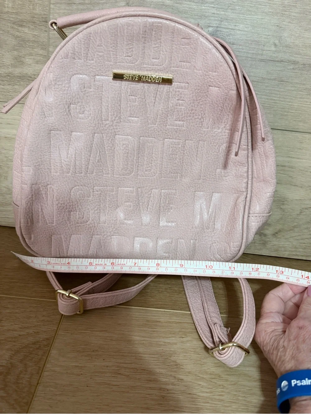 Steve Madden Blush Pink Mini Backpck Embossed Logo Gold Hardware Cute Trendy Bag